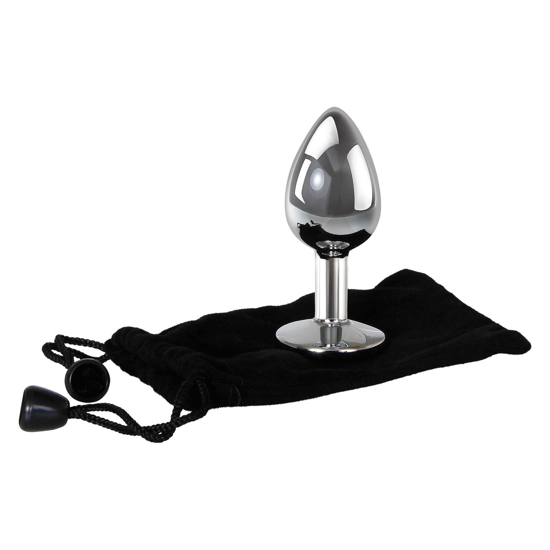 Metal Anal Plug - clear small with bag
