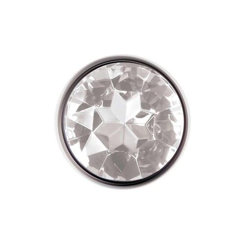 metal anal plug - clear gem