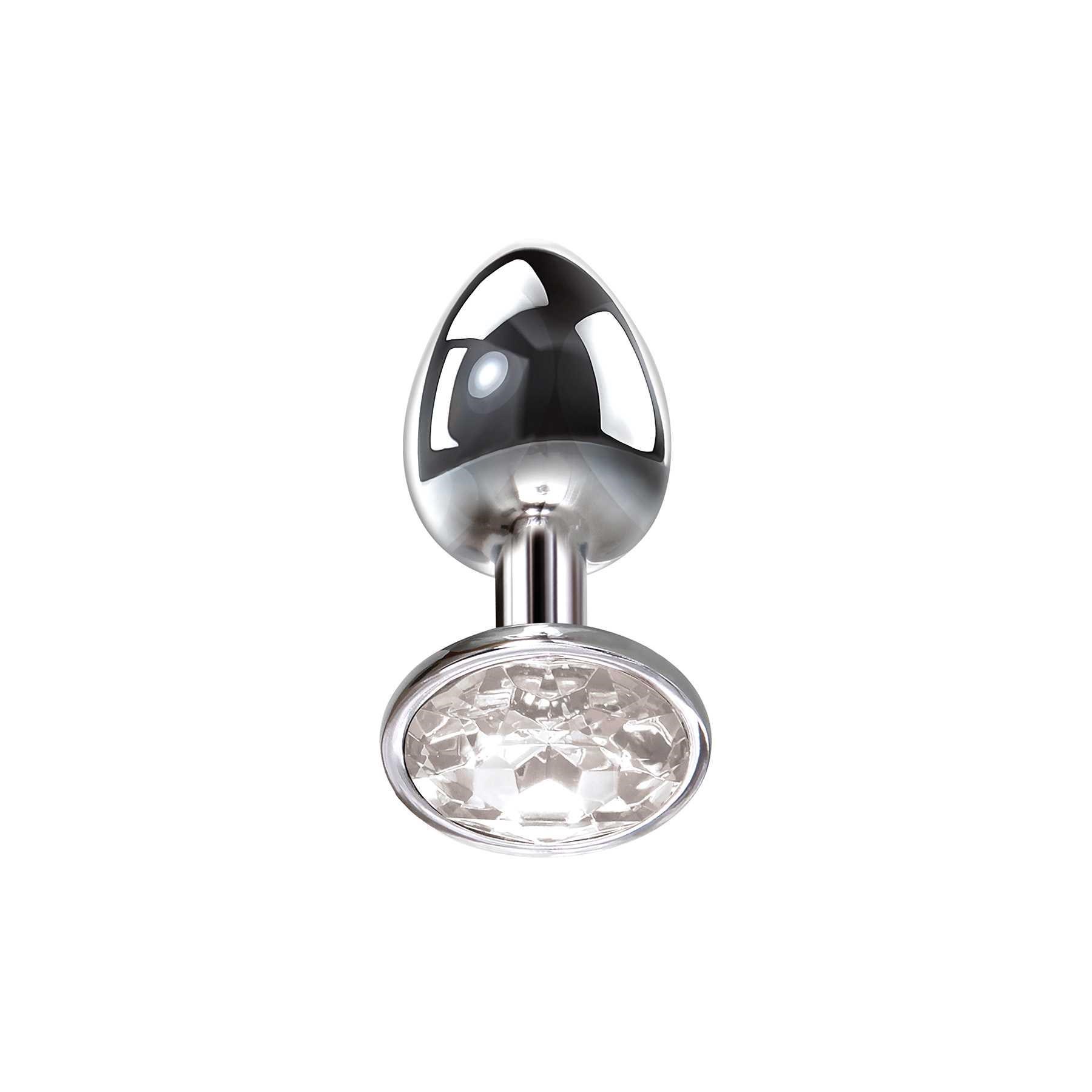 metal anal plug - clear on side