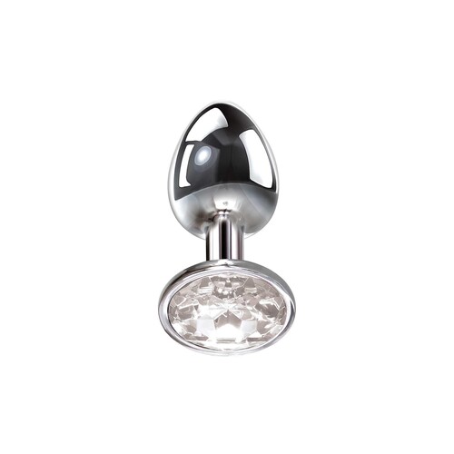 metal anal plug - clear on side