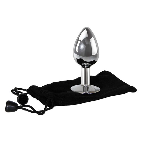 Metal Anal Plug - clear medium with bag