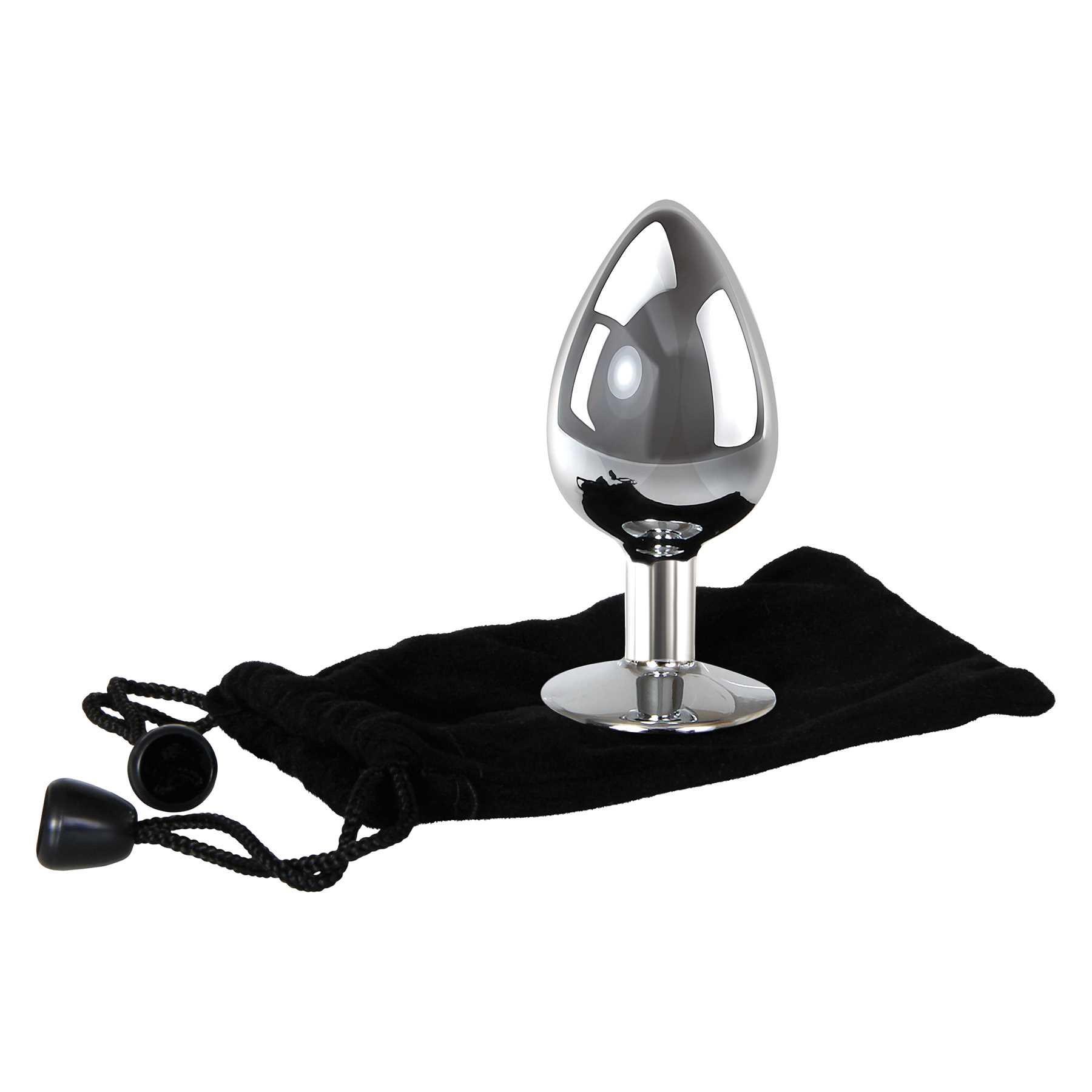 Metal Anal Plug - clear large with bag