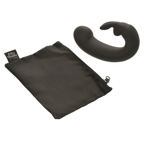 Fifty Shades of Grey Sensation G-Spot Mini Rabbit Vibrator Product and Storage Bag