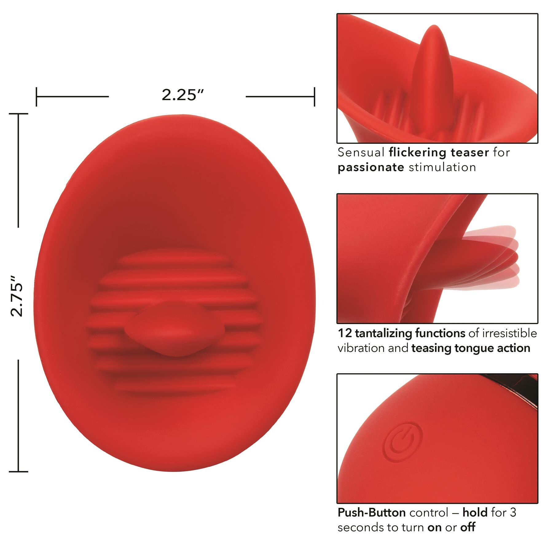 French Kiss Seducer Clitoral Stimulator Instructions and Measurements