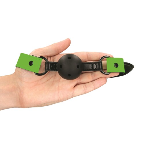 Ouch! Glow In The Dark Ball Gag - Hand Shot