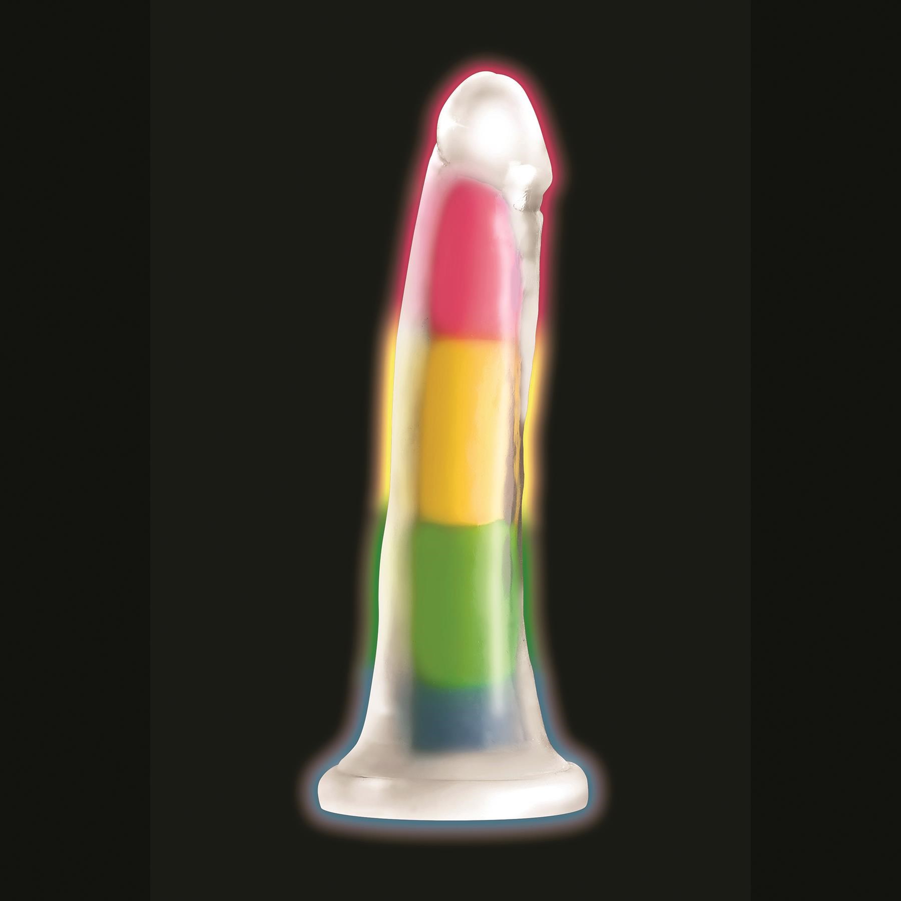 Lollicock 7 Inch Glow In The Dark Rainbow Dildo - Product Shot #1