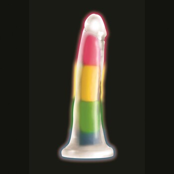 Lollicock 7 Inch Glow In The Dark Rainbow Dildo - Product Shot #1