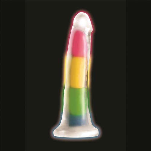 Lollicock 7 Inch Glow In The Dark Rainbow Dildo - Product Shot #1