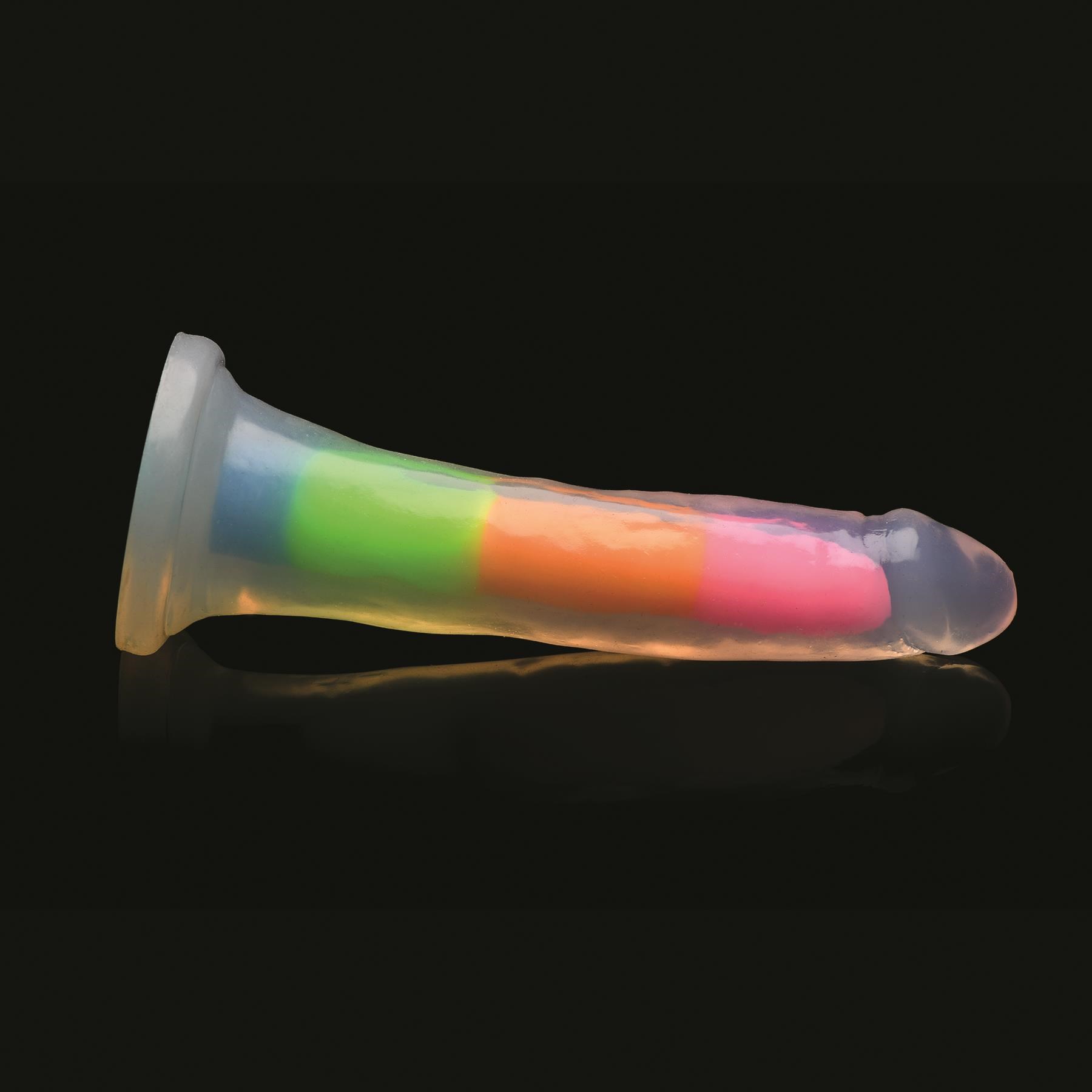 Lollicock 7 Inch Glow In The Dark Rainbow Dildo - Product Shot #2