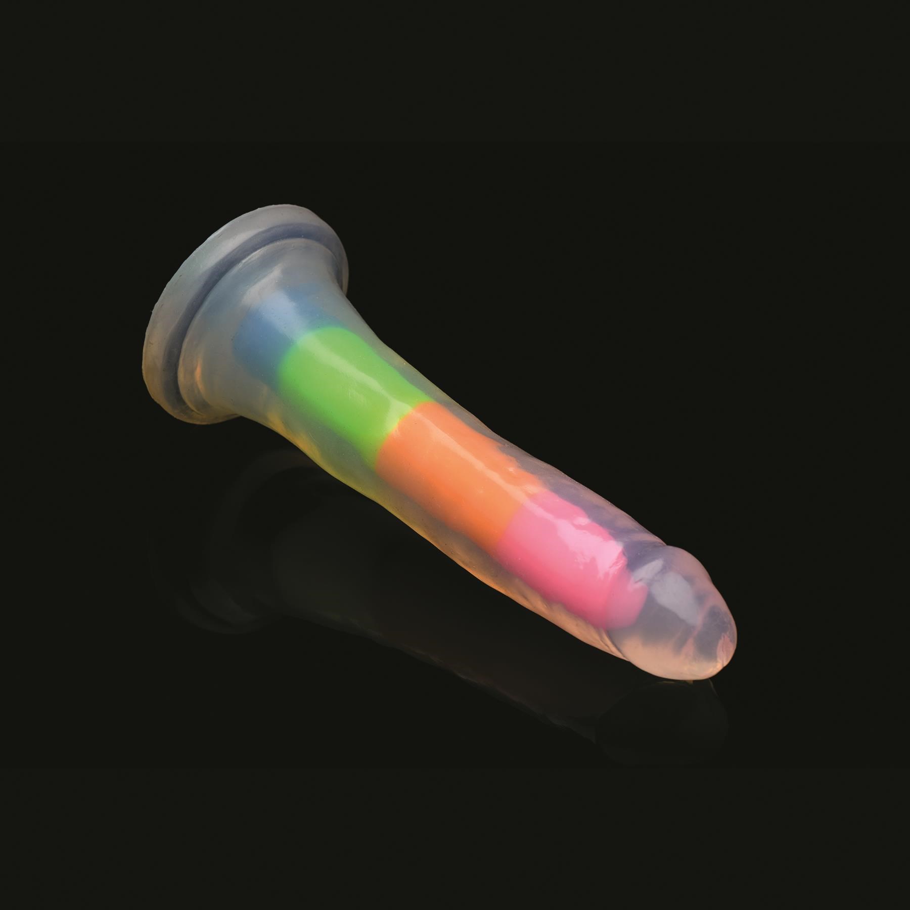 Lollicock 7 Inch Glow In The Dark Rainbow Dildo - Product Shot #3