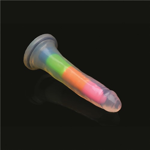 Lollicock 7 Inch Glow In The Dark Rainbow Dildo - Product Shot #3