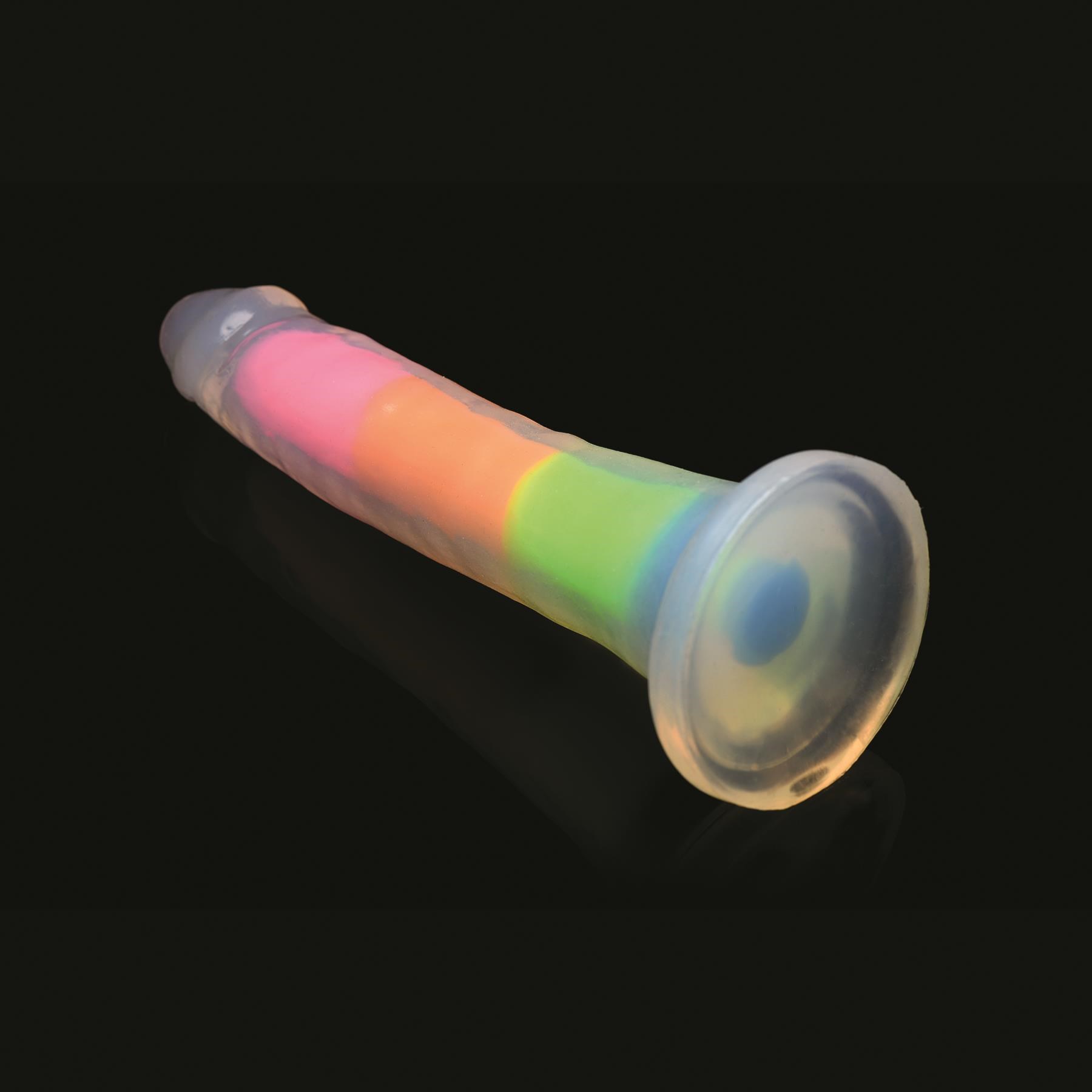 Lollicock 7 Inch Glow In The Dark Rainbow Dildo - Product Shot #4