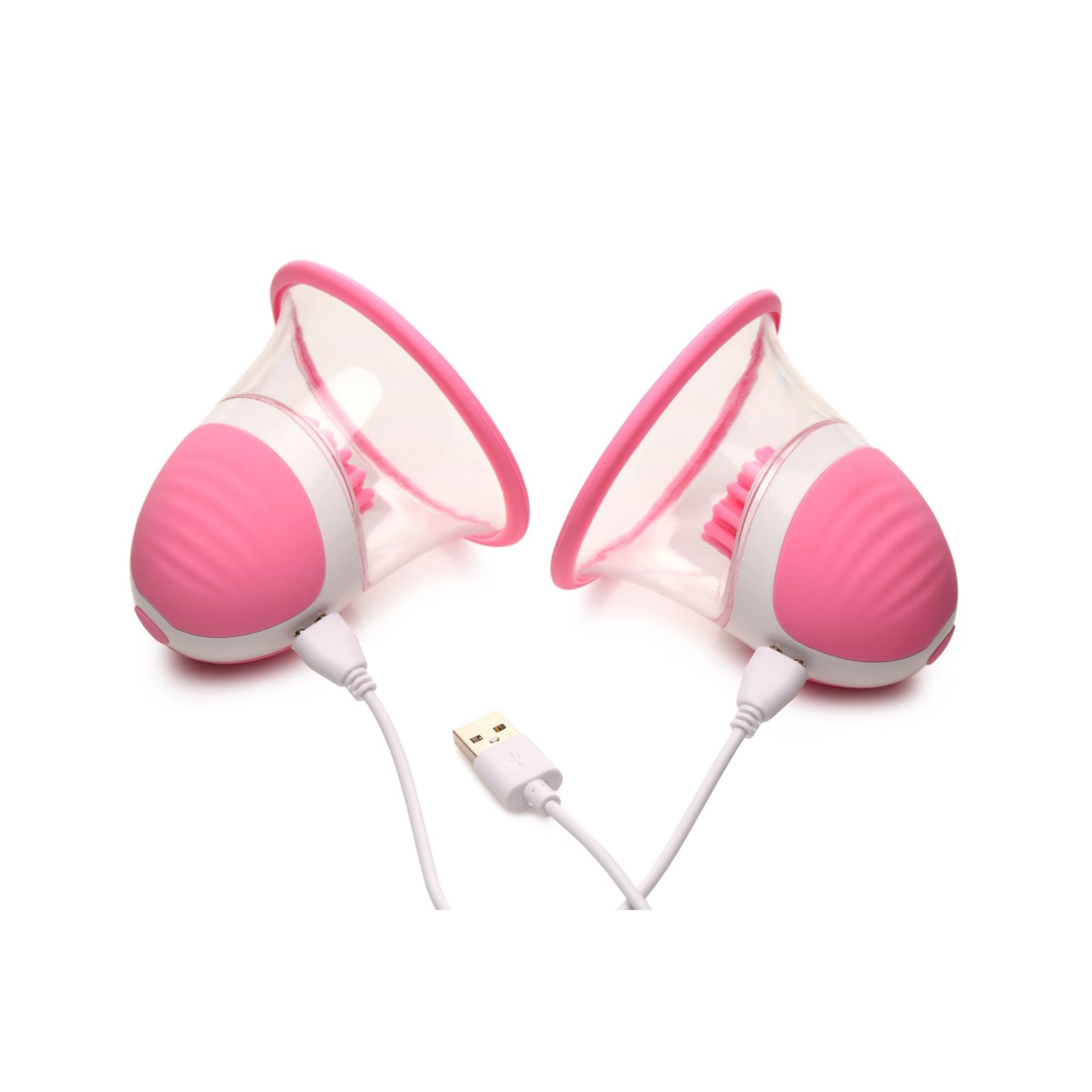 Size Matters Rotating Nipple Suckers With Attachments - Showing Where Charging Cable is Placed
