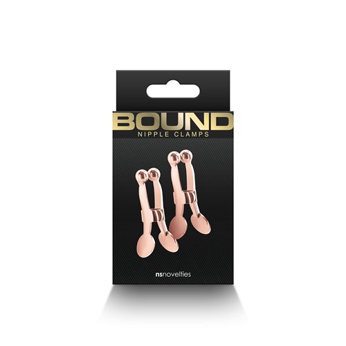 Bound Rose Gold Nubbed Nipple Clamps - Packaging Shot