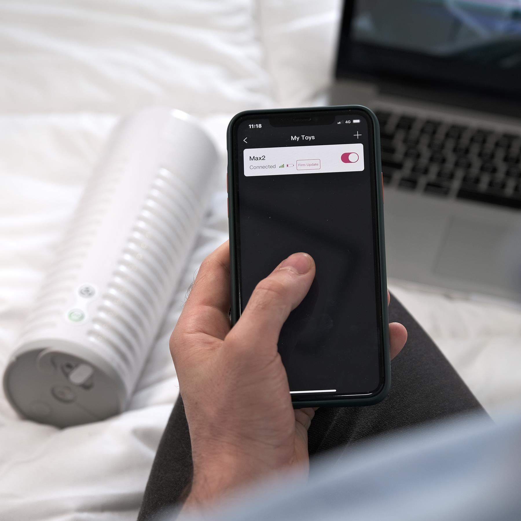 Lovense Max 2 Bluetooth Male Masturbator - Hand Shot with App