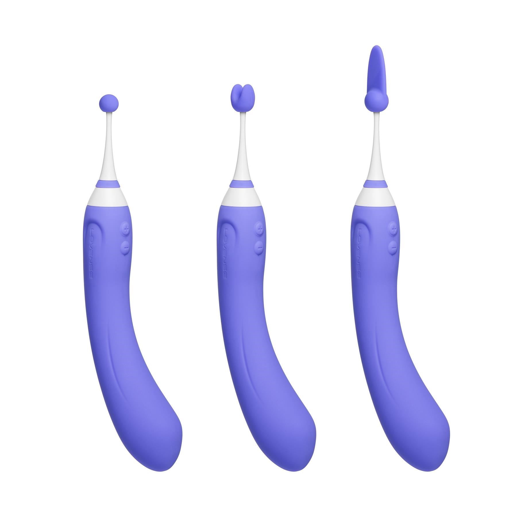 Lovense Hyphy Bluetooth Dual End Vibrator - Product Showing All Tips on Product