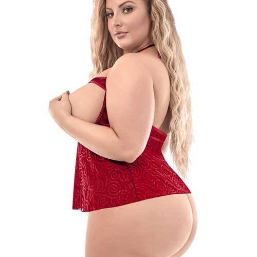 Hypnotic Swirl Babydoll Set red side queen