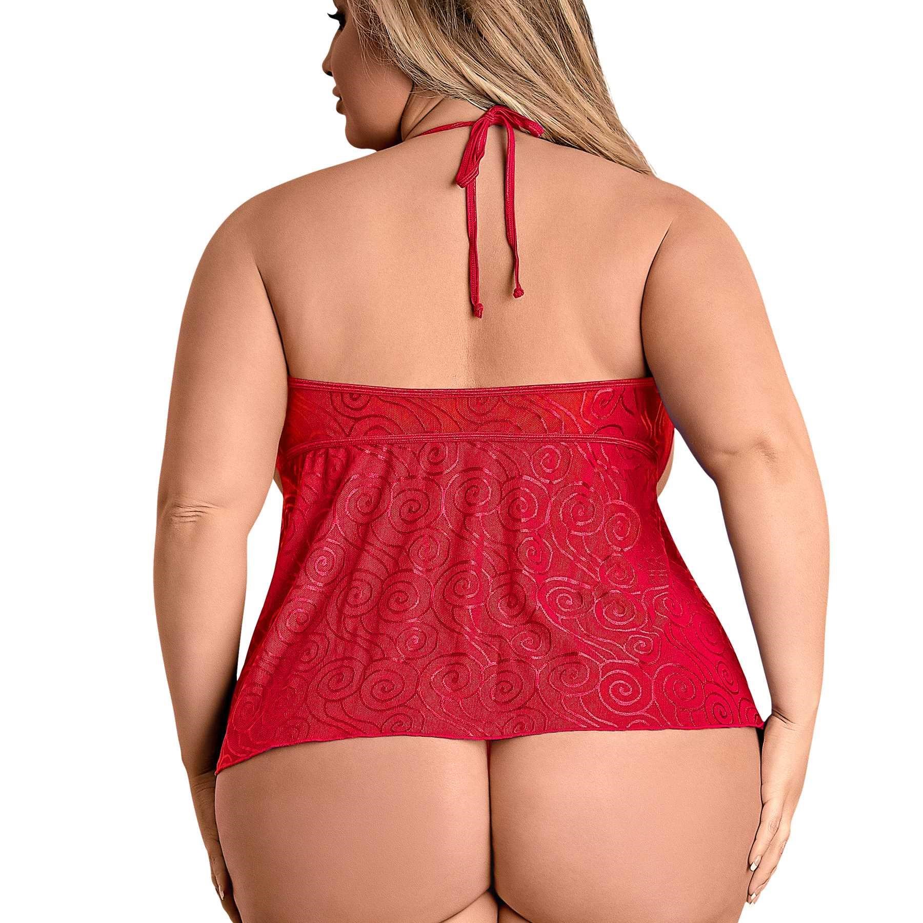 Hypnotic Swirl Babydoll Set red back queen