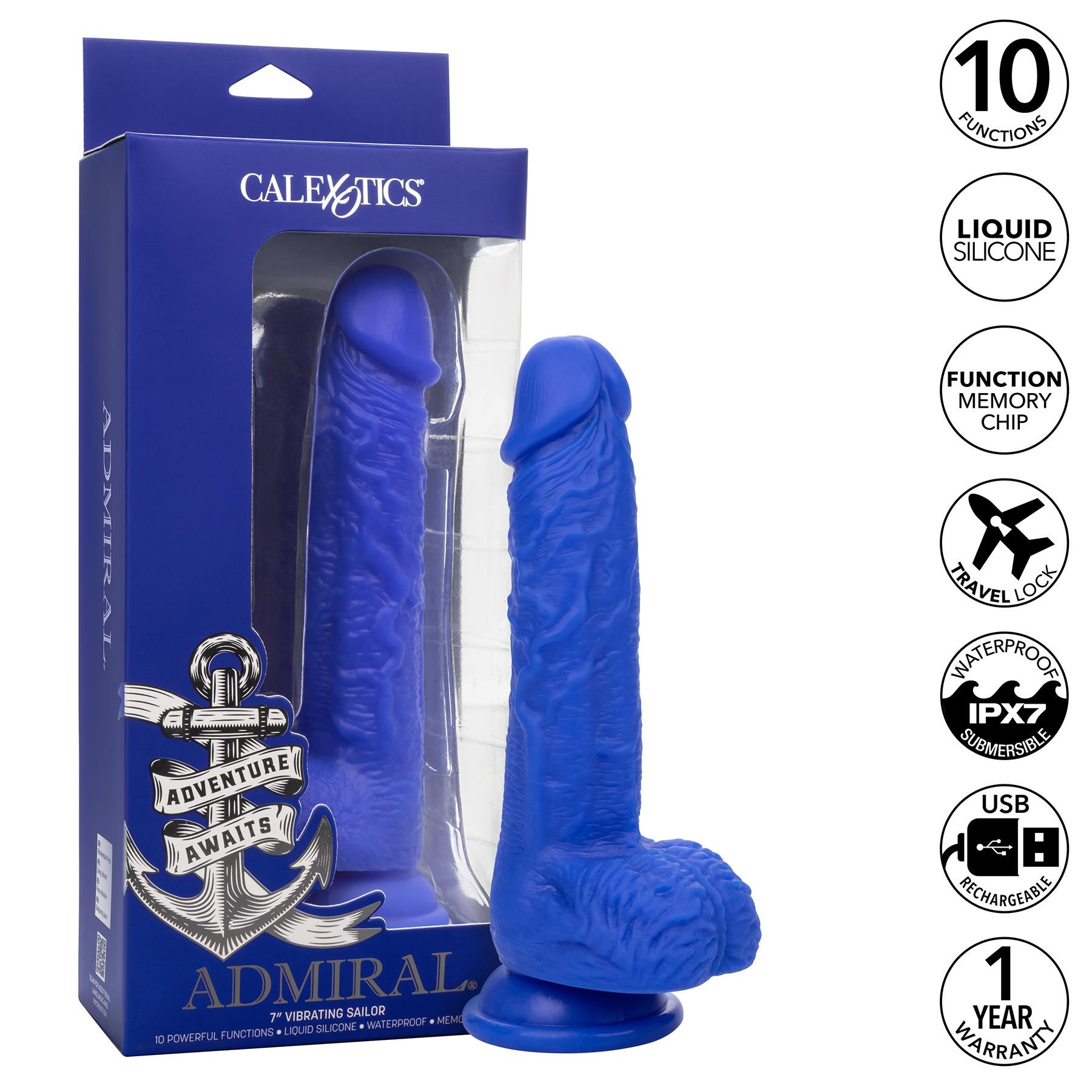 Admiral 7 Inch Vibrating Sailor Dildo - Features