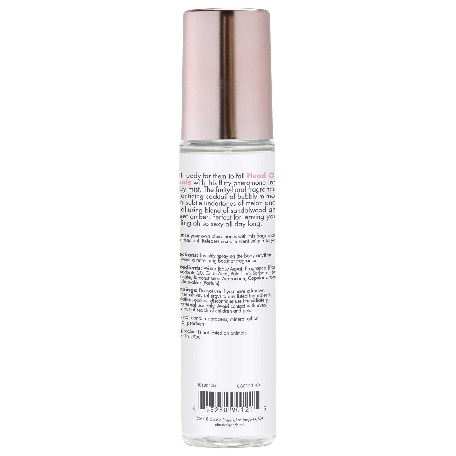 HEAD OVER HEELS MIST WITH PHEROMONES back of bottle