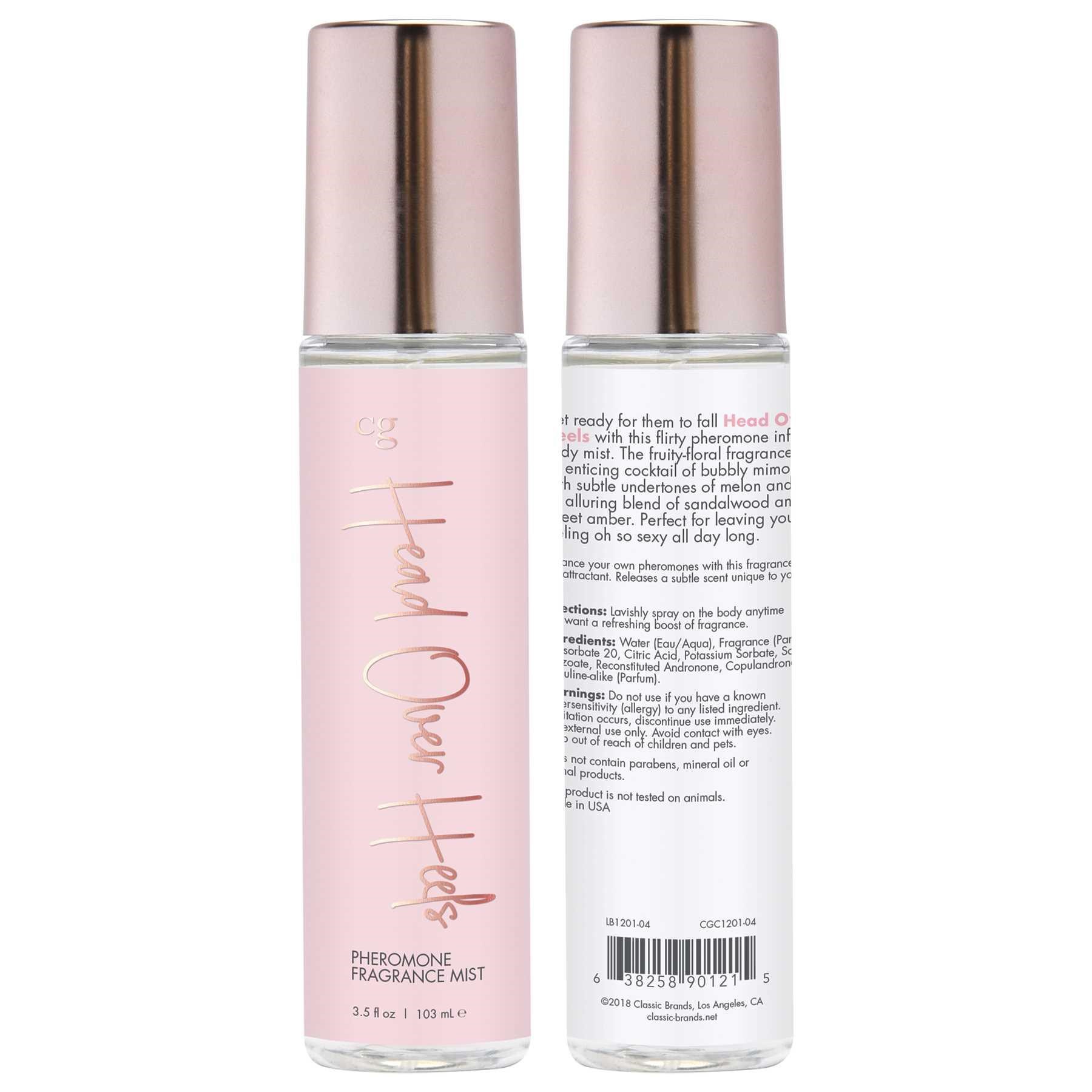 HEAD OVER HEELS MIST WITH PHEROMONES front & back of bottle