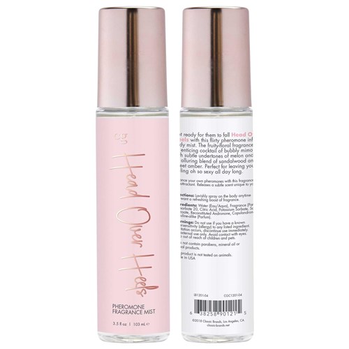 HEAD OVER HEELS MIST WITH PHEROMONES front & back of bottle