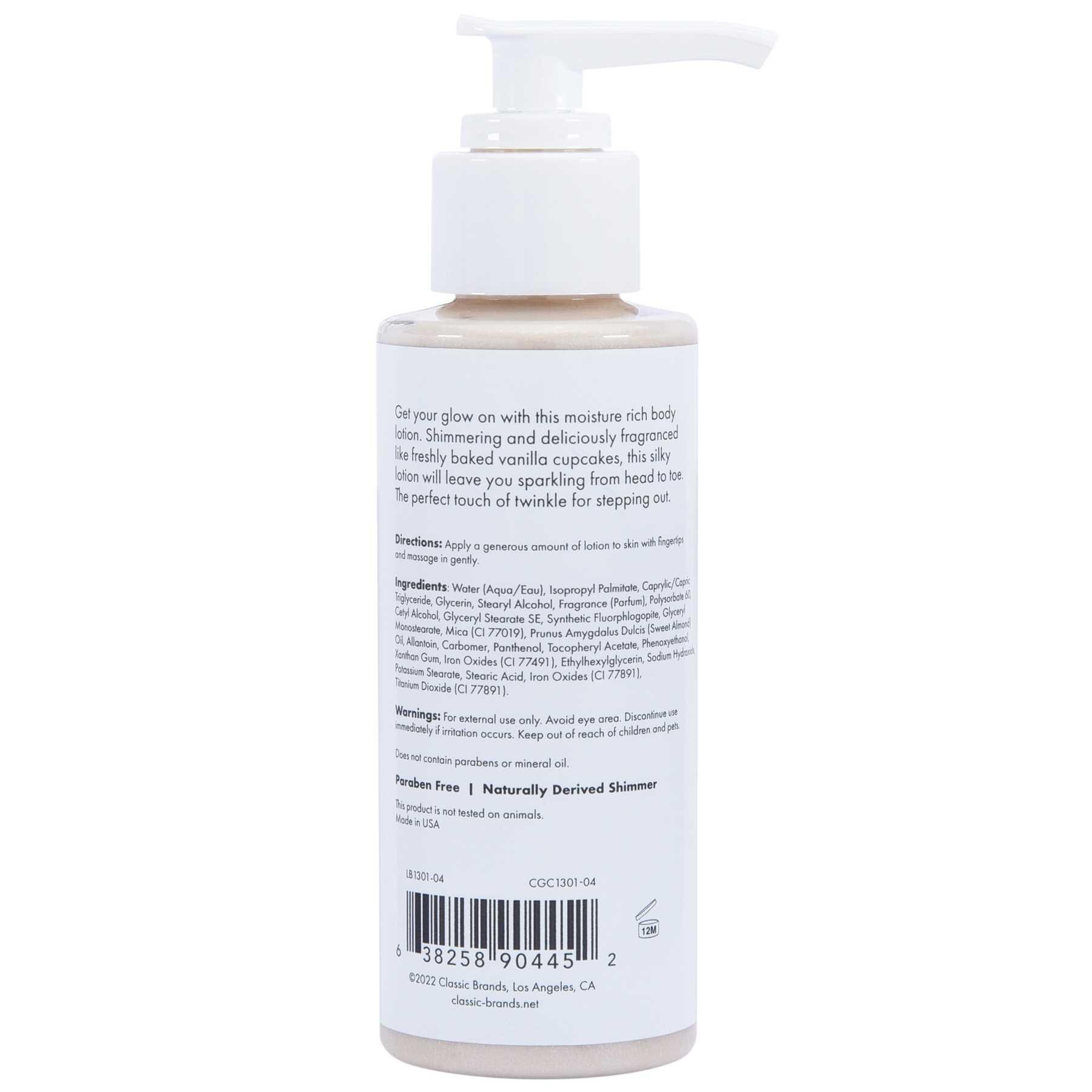 Glow SIMMER LOTION back of bottle