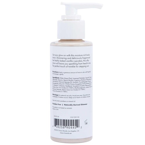 Glow SIMMER LOTION back of bottle