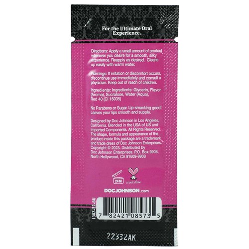 GoodHead - Warming Head Oral Delight Gel - strawberry - 0.24 oz. back of packaging