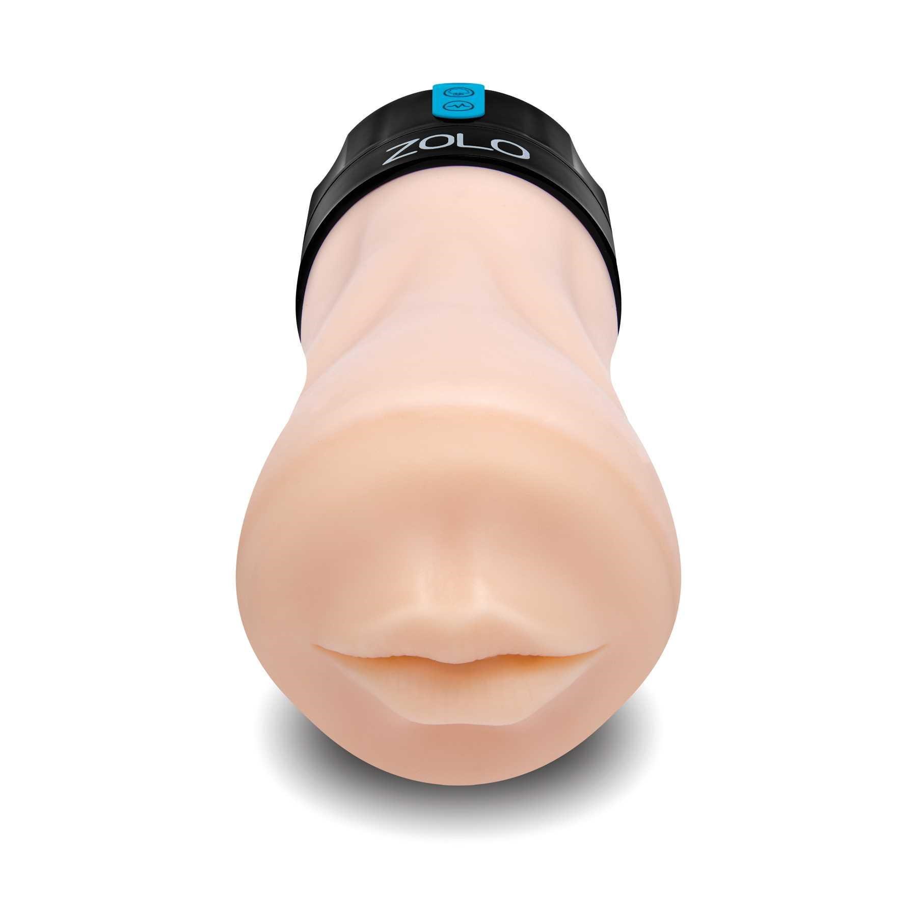 Zolo Gawk Gawk Deep Throat Sucking & Vibrating Masturbator with mouth closed white