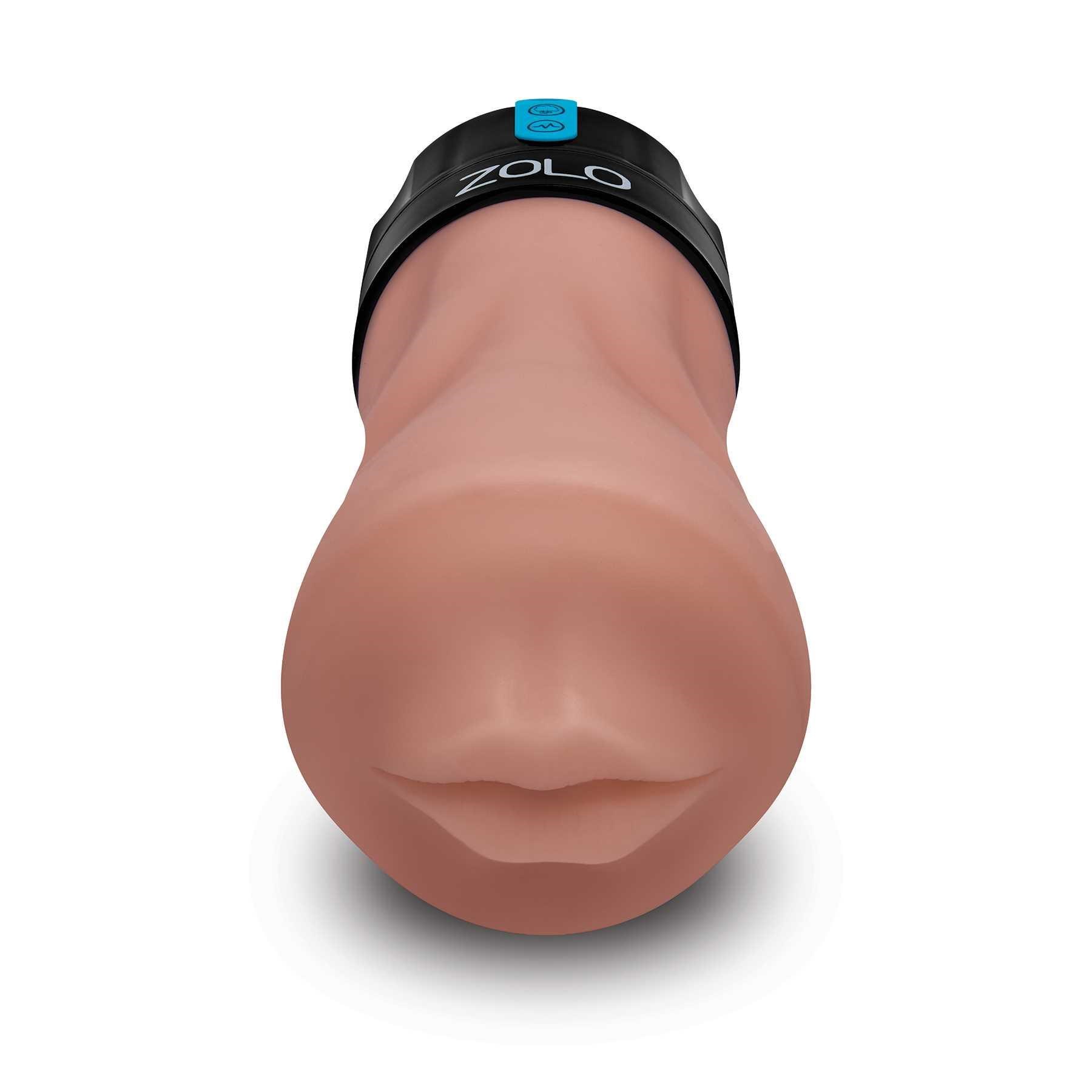 Zolo Gawk Gawk Deep Throat Sucking & Vibrating Masturbator with mouth closed brown