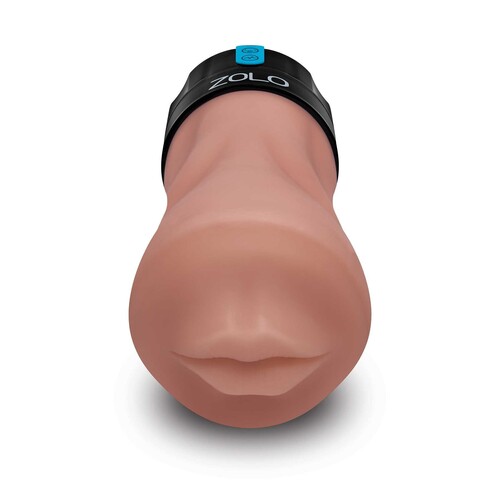 Zolo Gawk Gawk Deep Throat Sucking & Vibrating Masturbator with mouth closed brown
