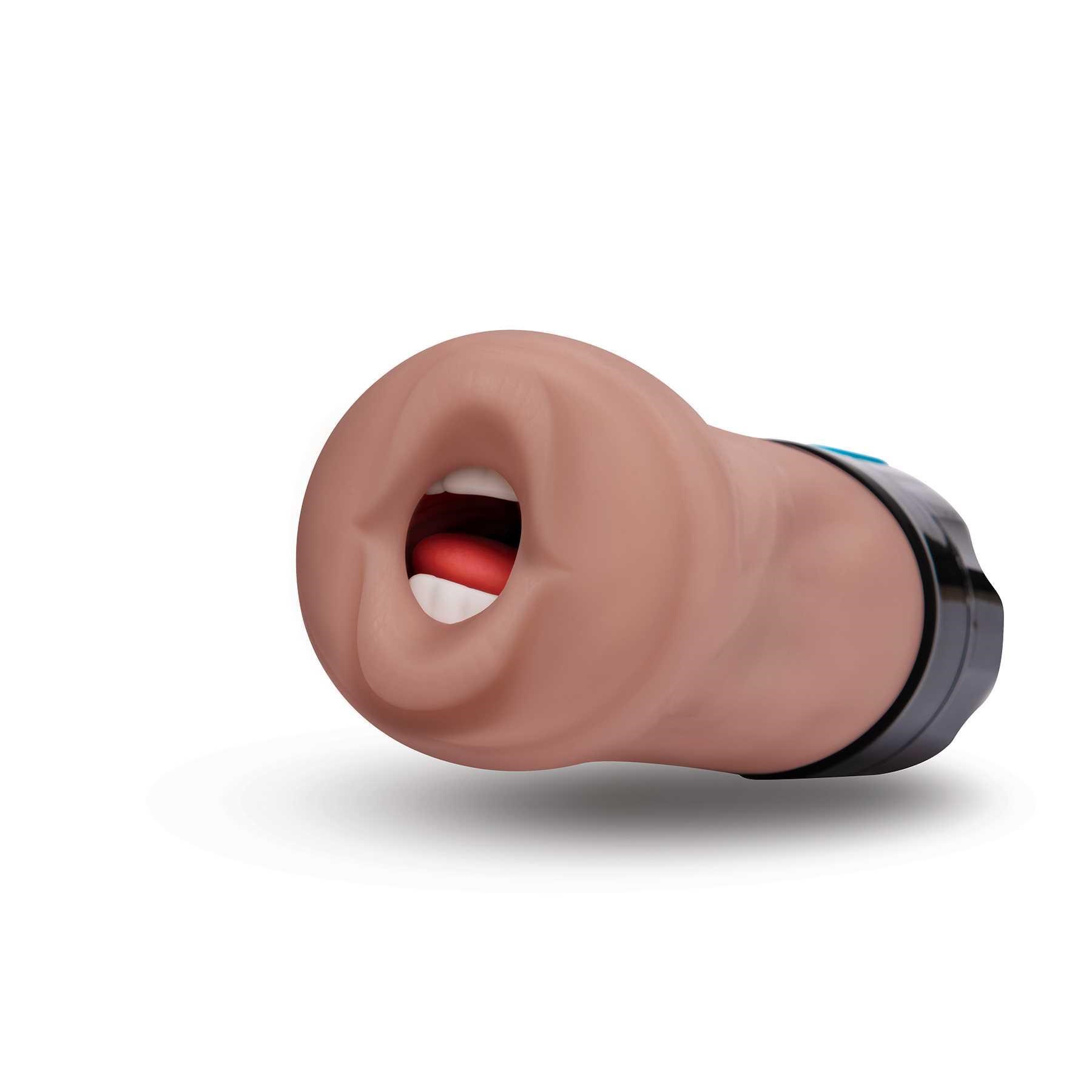 Zolo Gawk Gawk Deep Throat Sucking & Vibrating Masturbator with mouth open brown