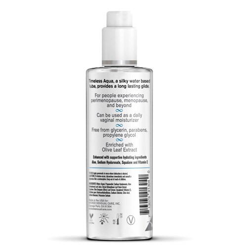 SIMPLY® TIMELESS AQUA WATER-BASED back of bottle