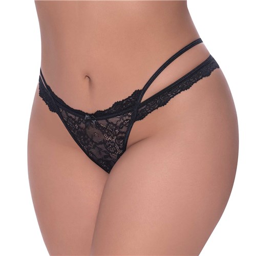 I279                     
 CROSS STRAP SPLIT CROTCH TANGA
BLK PLUS FRONT