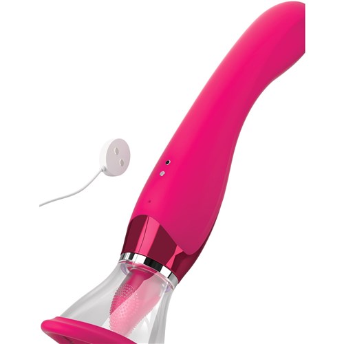 Jimmy Jane Apex Sucking, Licking and Vibrating Pussy Pump - Showing Where Charging Cable is Placed