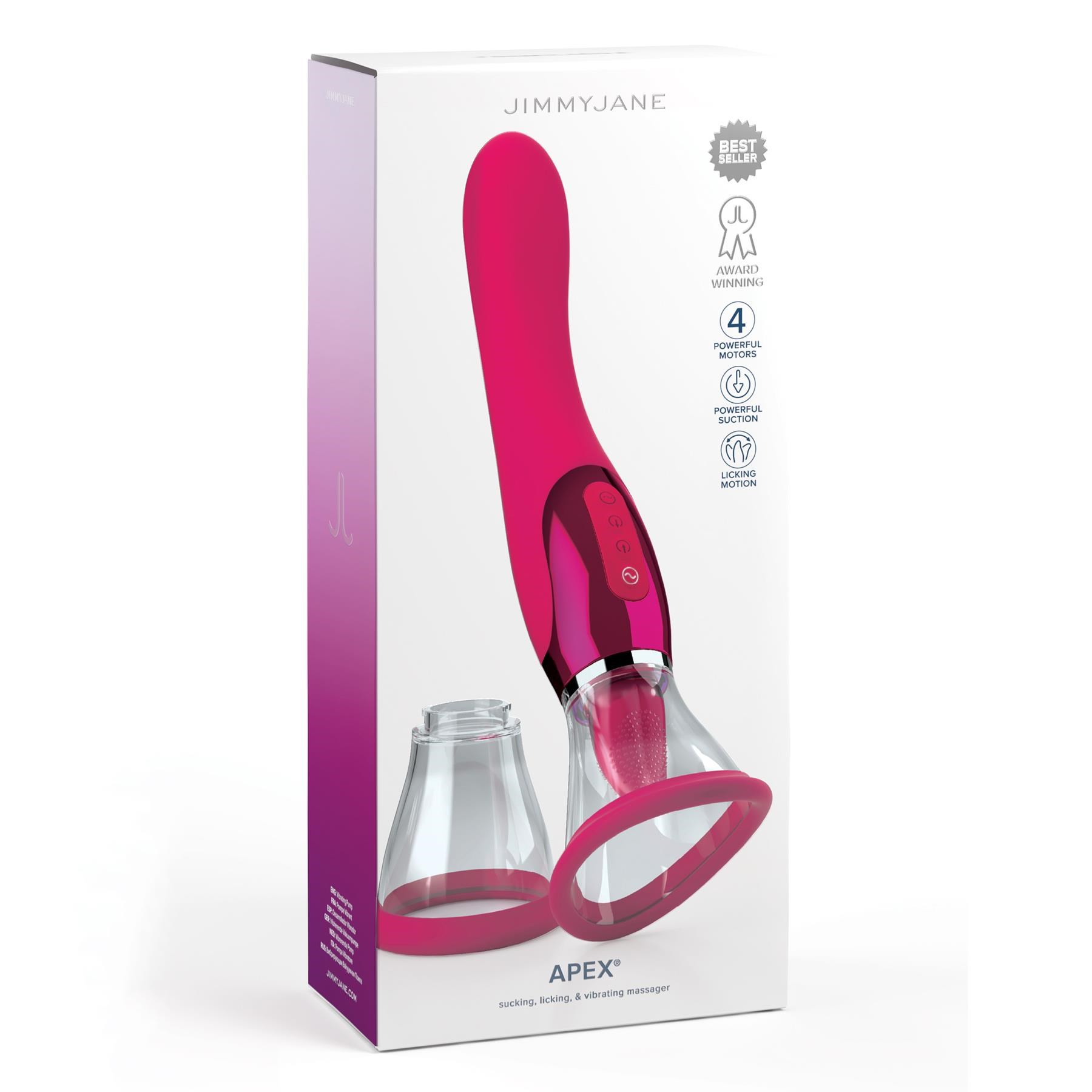 Jimmy Jane Apex Sucking, Licking and Vibrating Pussy Pump - Packaging