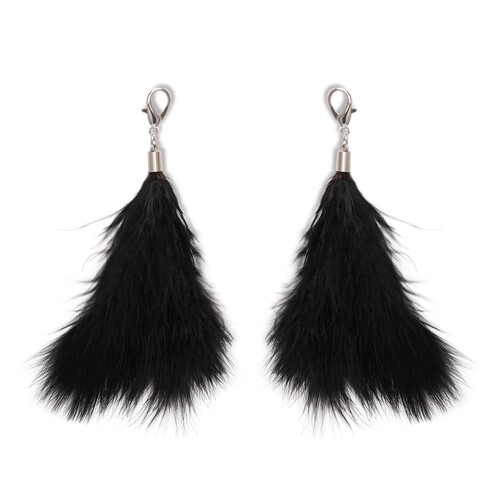 Lux Fetish Interchangeable Collar & Nipple Clips Set - Nipple Set #4 - Feathers