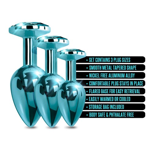 NIXIE Metal Butt Plug Trainer Set Metallic blue feature call outs sheet