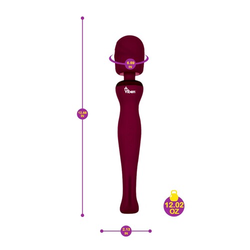 Sultry Rechargeable Wand Massager - Dimensions