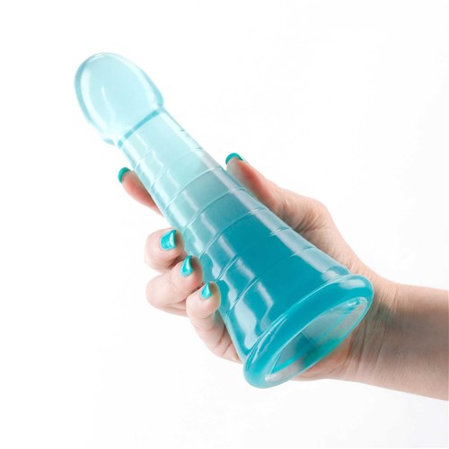 Fantasia Phoenix Dildo hand holding teal
