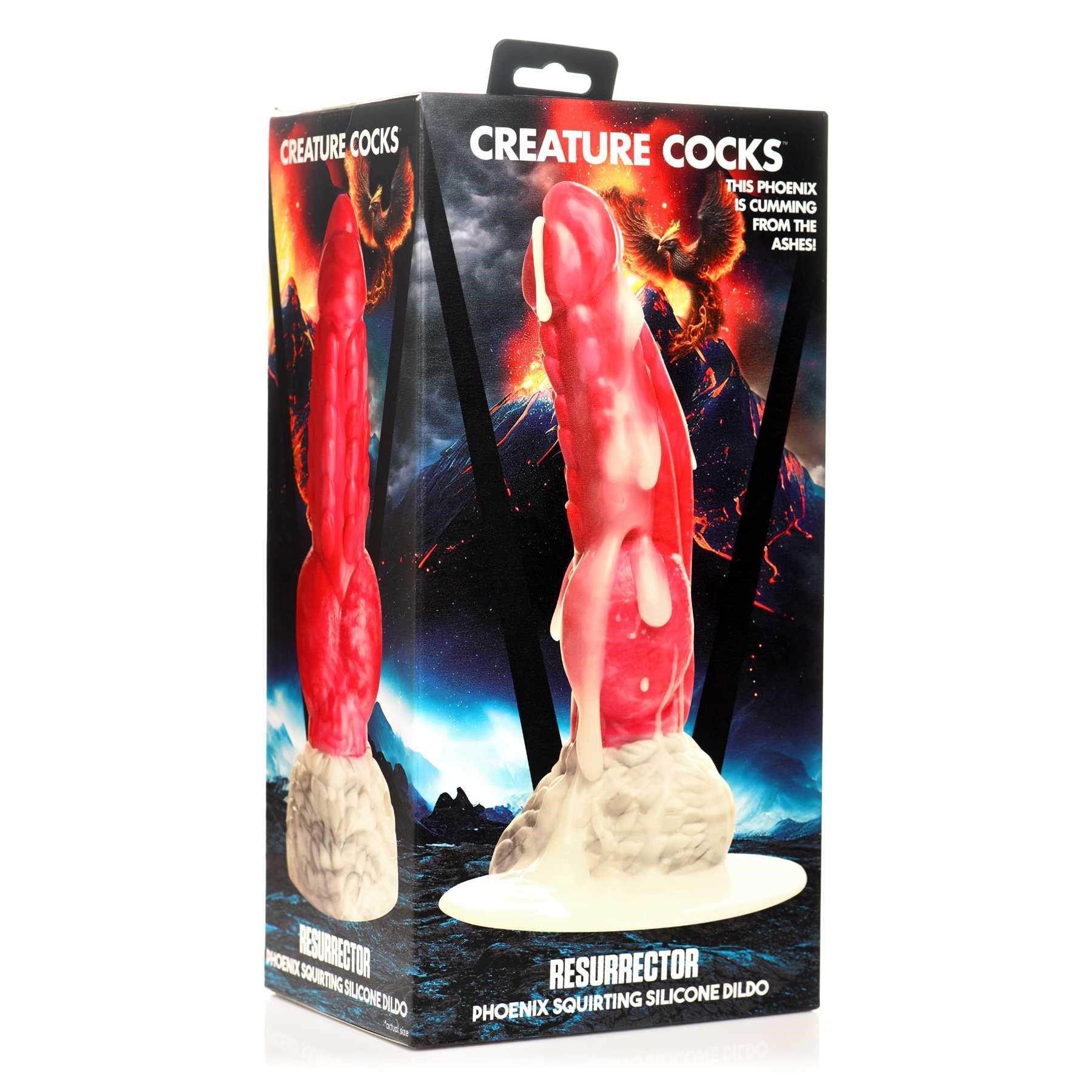 Creature Cock Resurrector Phoenix Squirting Silicone Dildo box side view