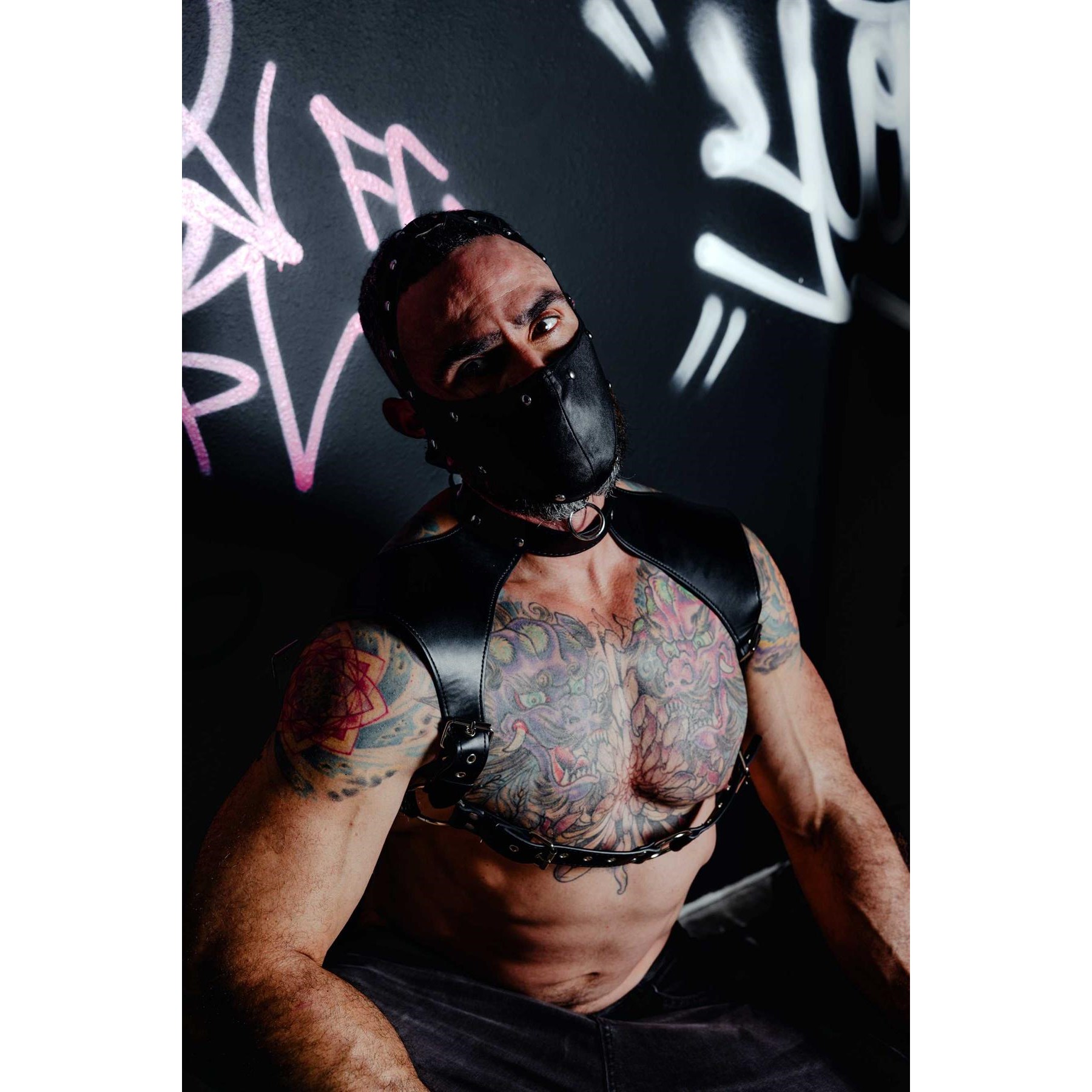 Men’s Harness w/neck collar model pose #5