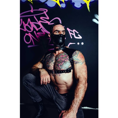 Men’s Harness w/neck collar model pose #7