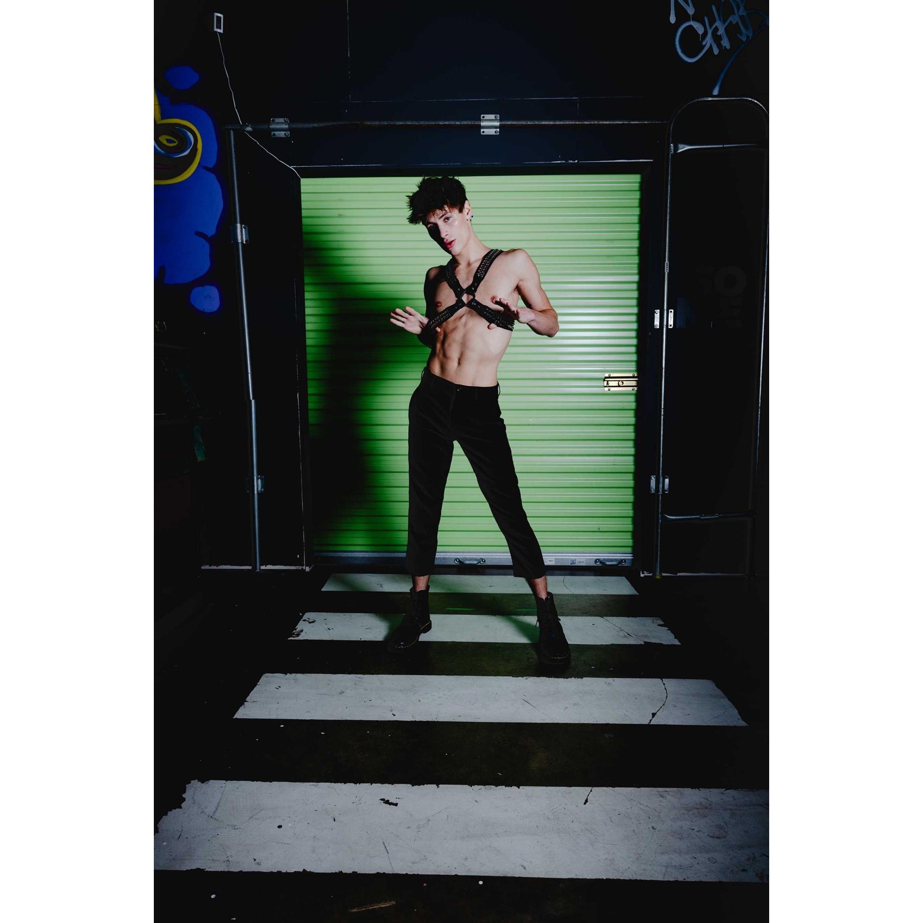 Men’s Pyramid Stud Body Harness model pose #8