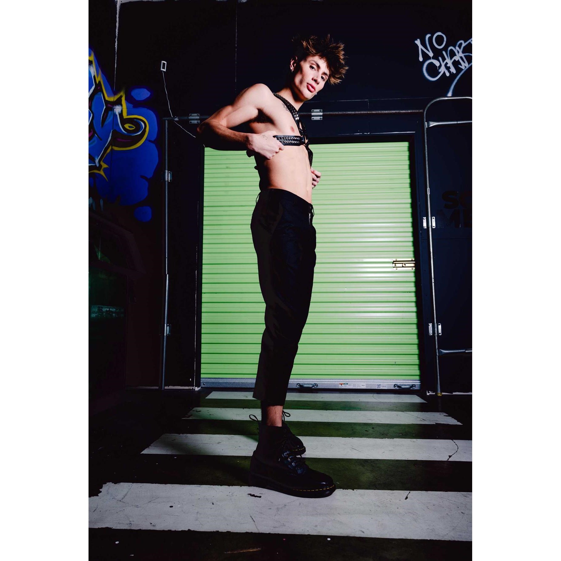 Men’s Pyramid Stud Body Harness model pose #9