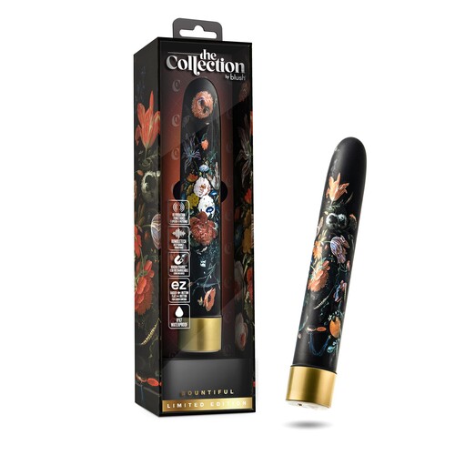 The Collection Bountiful Slimline Vibrator - Product and Packaging
