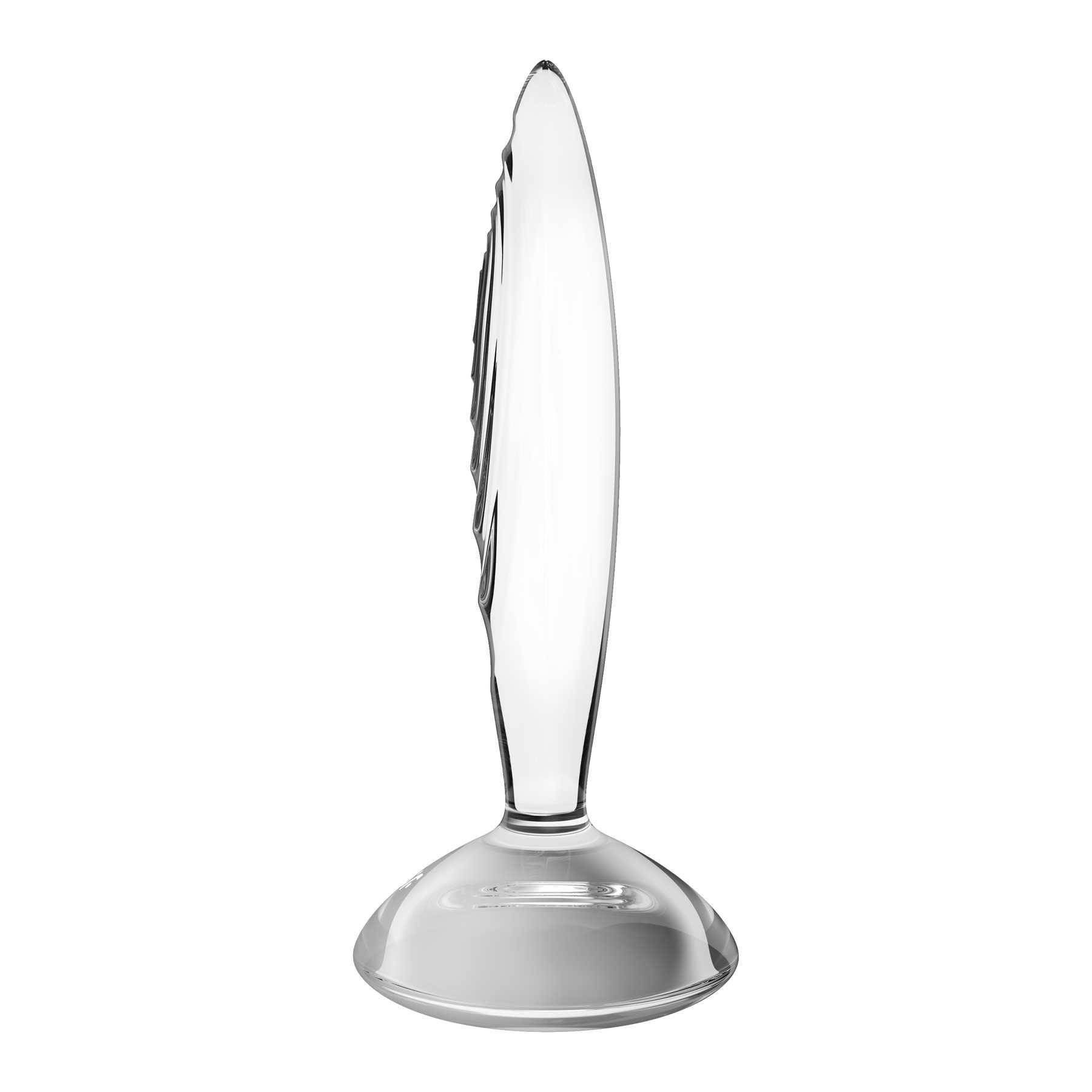 Sparkling Crystal Glass Dildo standing on table