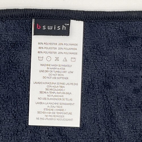 Bswish After Sex Towel - Product Shot with Materials and Care Instructions
