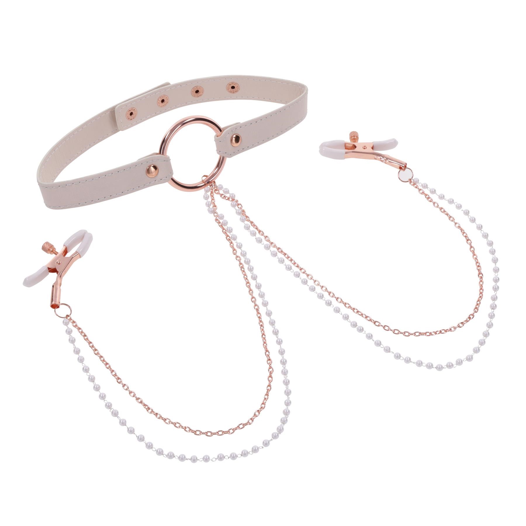 Peaches 'N Creame Collar With Nipple Clamps SHOT 1
